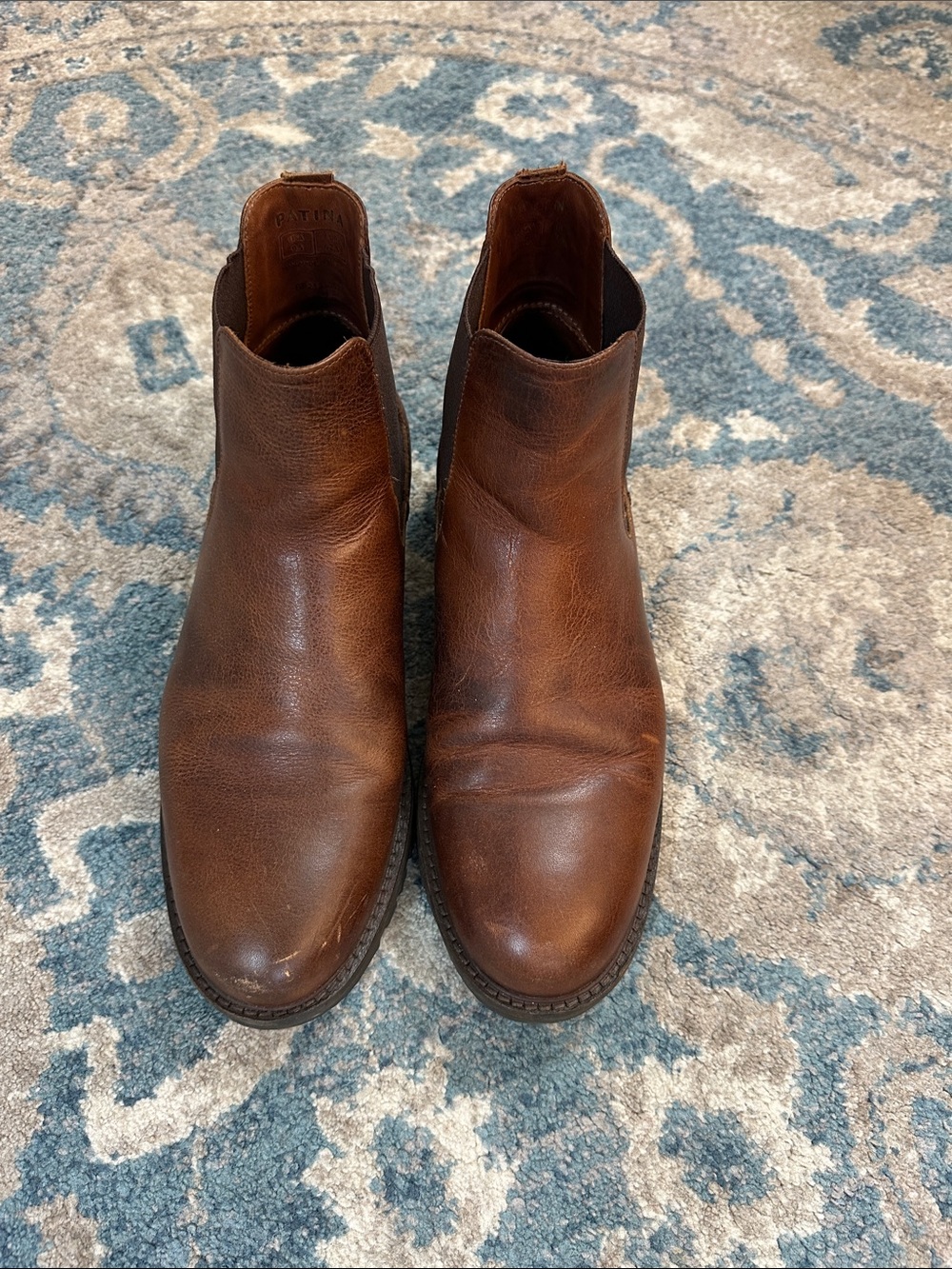 Men's Patina Brown Leather Slip-On Chelsea Boots